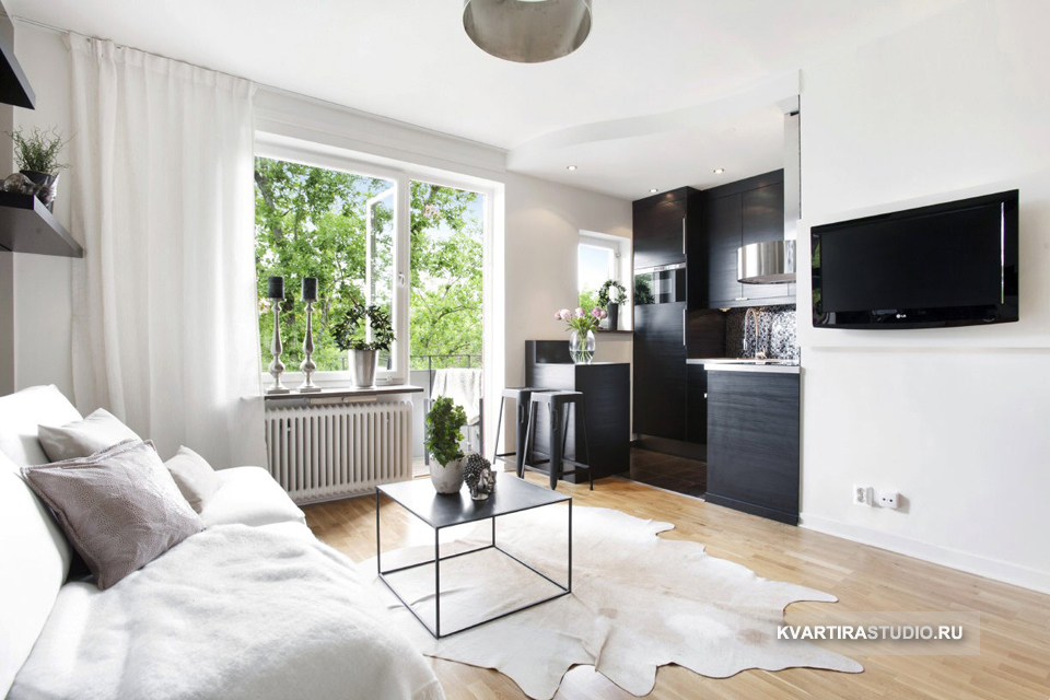 Дизайн квартиры-студии 28 м в Хельсинки
